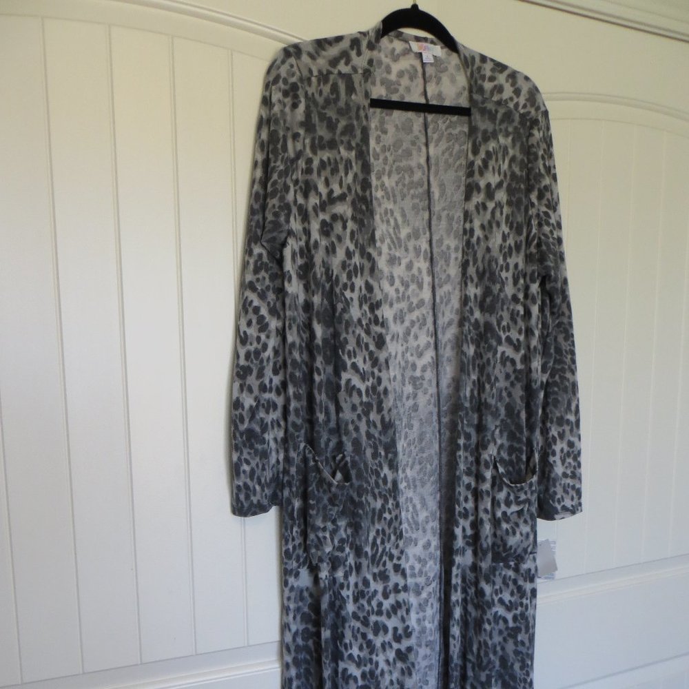 LuLaRoe Gray and White Cardigan Sweater
